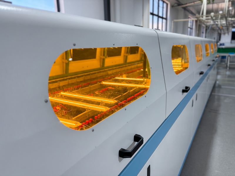 Ageing rack running finished LED luminaires at NBlite