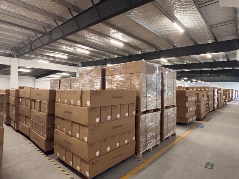 Palletised LED luminaires ready for container loading