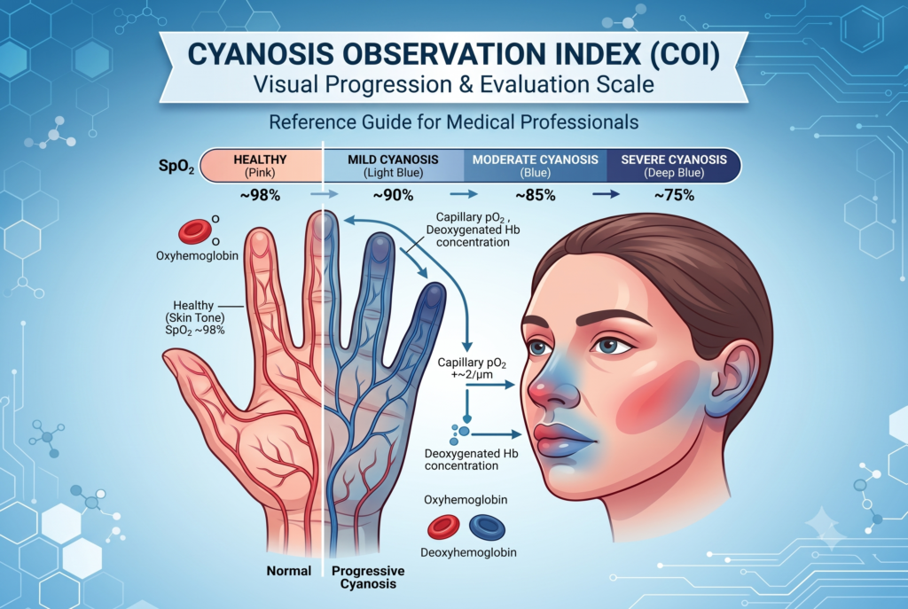 Cyanosis Observation Index (COI) lighting in a healthcare setting